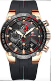 Premium Herren Sportuhr Chronograph Quarz Silikonarmband Datum Leuchtend