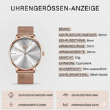 Luxus Herrenuhr Roségold Weiß – Ultra-Dünn – Edelstahl Mesh – NEU & OVP