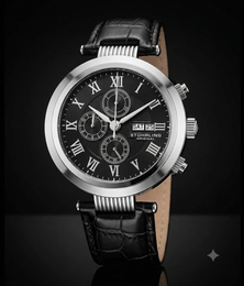 Stuhrling Diplomat 594 Chronograph Herrenuhr 5ATM Leder 42mm