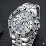 Luxus Herren Armbanduhr – Sportlich & Elegant – Silber Blau – Top Zustand