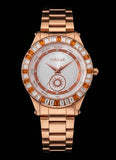 Vialux Damenarmbanduhr Rosegold – Edel mit Baguette-Steinen & Sonnen-Design – NEU OVP