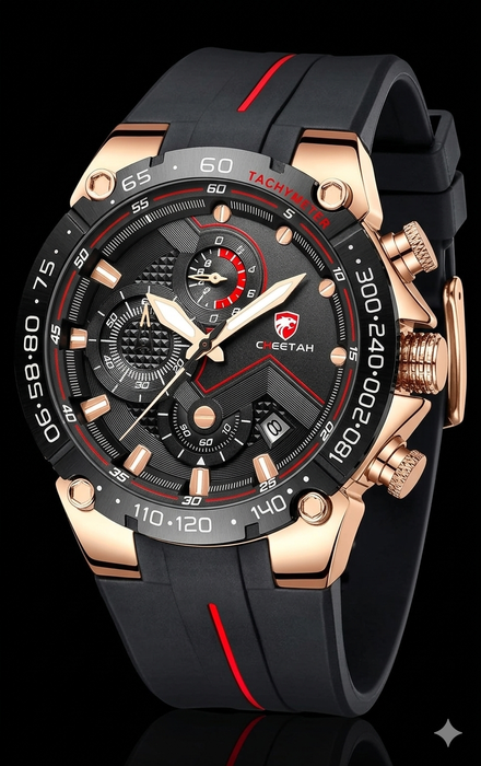 Premium Herren Sportuhr Chronograph Quarz Silikonarmband Datum Leuchtend