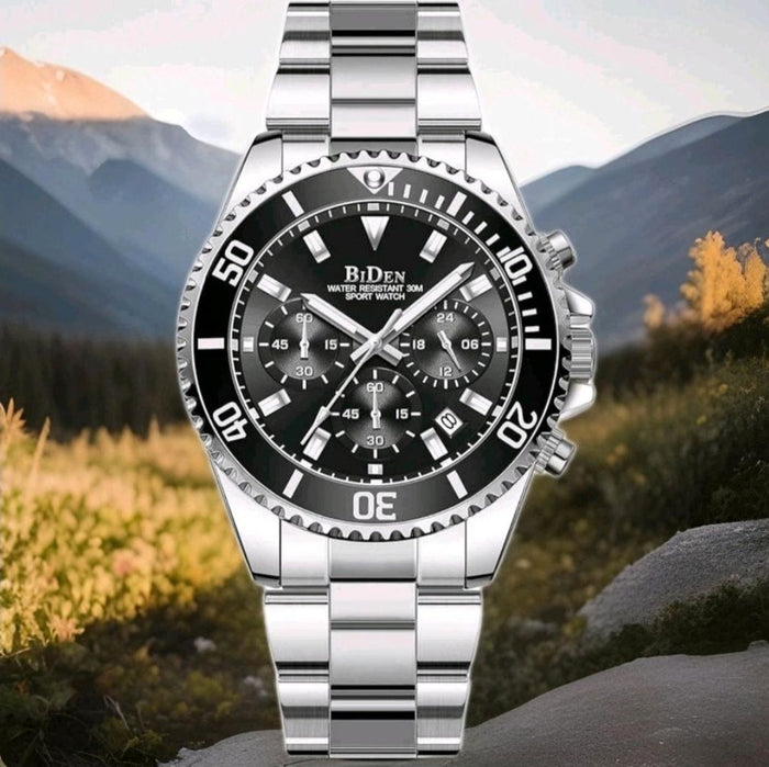 BIDEN Herren Chronograph Uhr mit Edelstahlarmband