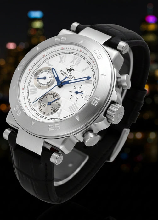Beverly Hills Polo Club Herrenuhr Chronograph mit Lederarmband