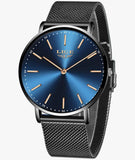 [Brand Name] Herren Uhr - Ultradünn, Edelstahl Mesh, Schwarz - Elegantes Design