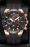 Premium Herren Sportuhr Chronograph Quarz Silikonarmband Datum Leuchtend