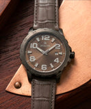 Hislon Armbanduhr Braun Schwarz Braunes Zifferblatt Lederarmband Datum
