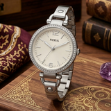 Fossil Georgia Damenarmbanduhr Silber - ES3225 - Neu & 2 Jahr Garantie