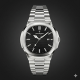 Luxuriöse Herrenuhr - Edelstahl 316L - Saphirglas - Japanisches Quarzuhrwerk - Silber/Schwarz