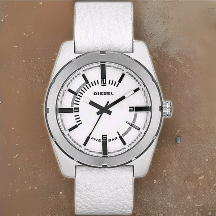 DIESEL DZ1599 Herrenuhr mit weißem Lederarmband