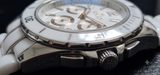 Hc Hislon Chronograph Unisex Armbanduhr Weiss Keramik Edelstahl Datum Elegant