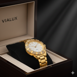 Vialux Intense Damenarmbanduhr - Gold beschichtet - Perlmutt Zifferblatt - NEU & OVP