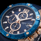 Hislon Chronograph Herrenuhr - Blau/Roségold - Neu & OVP #ÖZENSAAT
