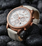 NAUTICA A21030G Chronograph Herrenuhr 44mm Weißes Lederarmband Unisex