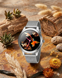 Smartwatch Damen Silber 1,09" HD Touchscreen Fitnessuhr Edelstahl IP68 OVP NEU