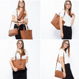 3er Set Damen Handtaschen Braun Shopper Umhängetasche Umhängetasche