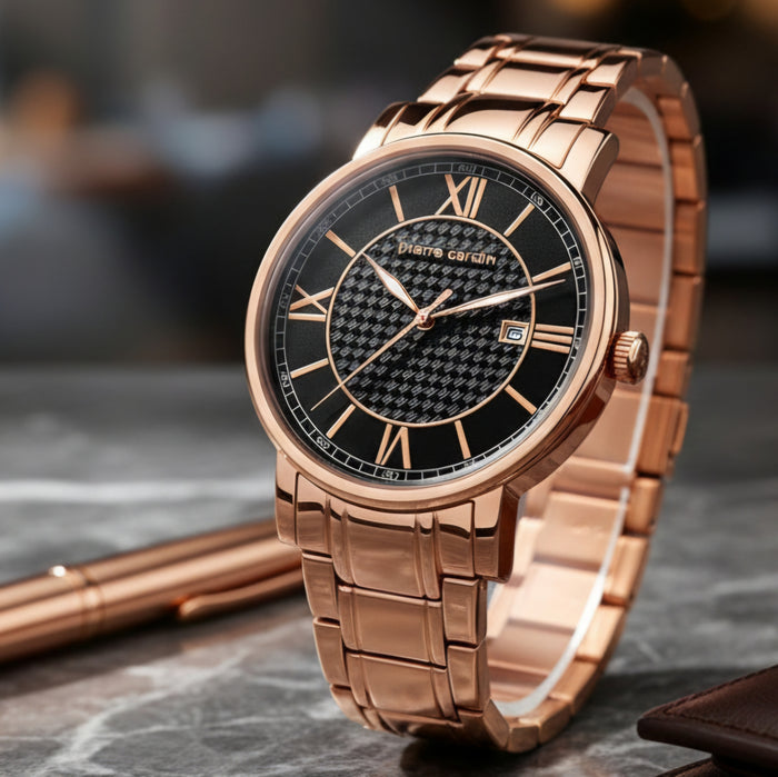Pierre Cardin Herrenuhr Rosegold Schwarz 106501F08 - NEU & OVP - Slim Design ÖZENSAAT