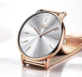 Luxus Herrenuhr Roségold Weiß – Ultra-Dünn – Edelstahl Mesh – NEU & OVP