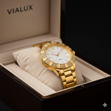 Vialux Intense Damenarmbanduhr - Gold beschichtet - Perlmutt Zifferblatt - NEU & OVP