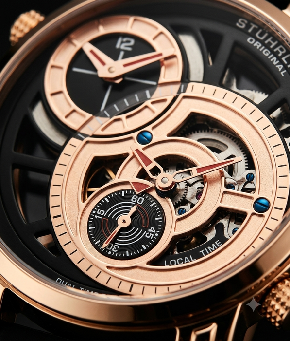 Stuhrling Original Eclipse Horizon 503 Herrenuhr 47mm Dual Time Roségold Neu OVP