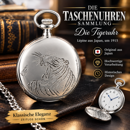 Taschenuhr Die Tigeruhr Silber – Hachette Sammlung Nr. 66 – Neu in Verpackung