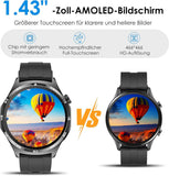 2026 Herren Smartwatch 1.43" AMOLED Always-On Metall Bluetooth Anruf SOS NEU OVP