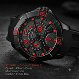 STÜHRLING Gen-X 264XL2 Diver Herrenuhr 49mm Quartz Schwarz/Rot ÖzenSaat
