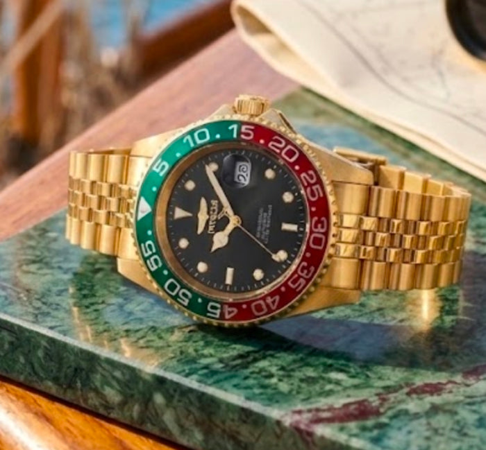 INVICTA Pro Diver 36041 Herrenuhr Quarz 40mm Gold Grün Rot NEU & OVP