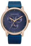 Romanson TM8A22FMURA46R Uhr – 44mm Roségold mit Blauem Mesharmband