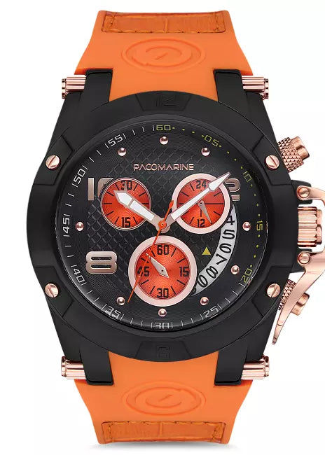 Paco Marine PM.51163.12 Armbanduhr Herren Chronograph Orange Schwarz NEU OVP