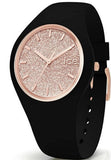 Ice-Watch 001346 Damen Uhr Schwarz Roségold Glitzer