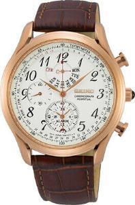 Seiko SPC256P Chronograph Herrenuhr Edelstahl & Leder