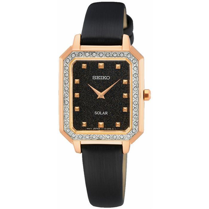 Seiko Solar SUP446P Damenuhr Edelstahl Lederarmband