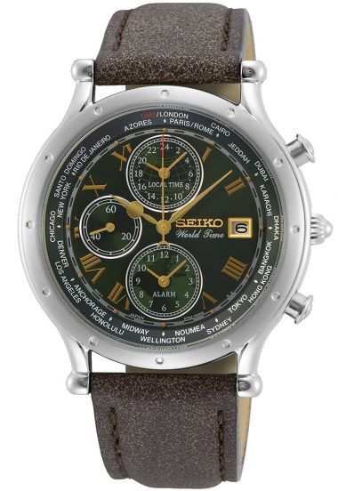 Seiko SPL057P1 Herrenuhr Chronograph Edelstahl Leder