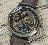 Seiko SPL062P1 Herren Chronograph Uhr mit Lederarmband – 40 mm