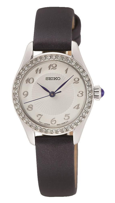 Seiko SUR385P2 Damen Uhr - Lederarmband Silber