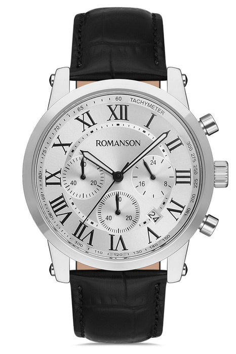 ROMANSON TL0334HM1WB15B Herrenuhr mit Lederarmband