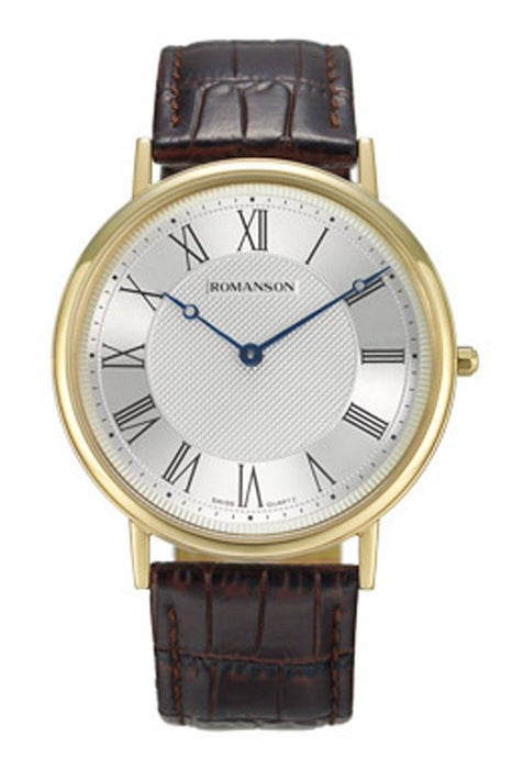 ROMANSON TL7A24BMNGAS5U Herrenuhr Edelstahl und Leder