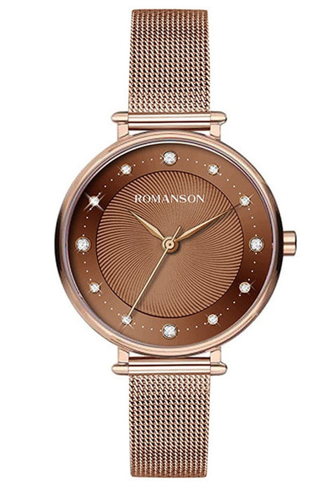 Romanson Damen Uhr – Edelstahlgehäuse & Webrahmenarmband