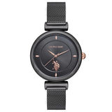 U.S. Polo Assn. Damen Uhr – Edelstahl & Lederarmband