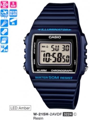 Casio W-215H-2AVDF Herren Digitaluhr stoßfest
