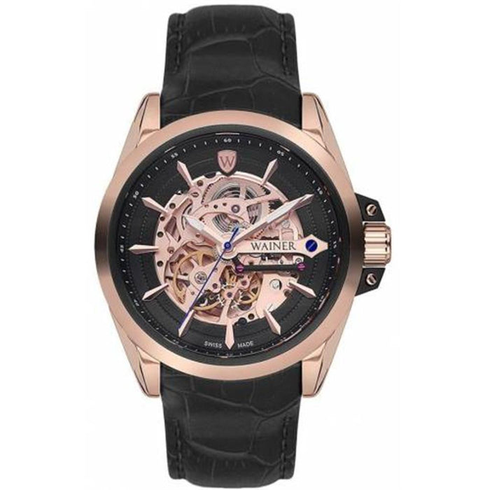 Wainer Herrenuhr Automatik Edelstahl Lederarmband