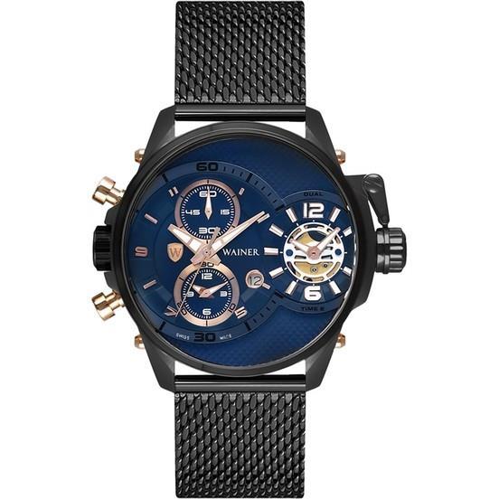 Wainer Uhr Herren Chronograph mit Korbbogenarmband