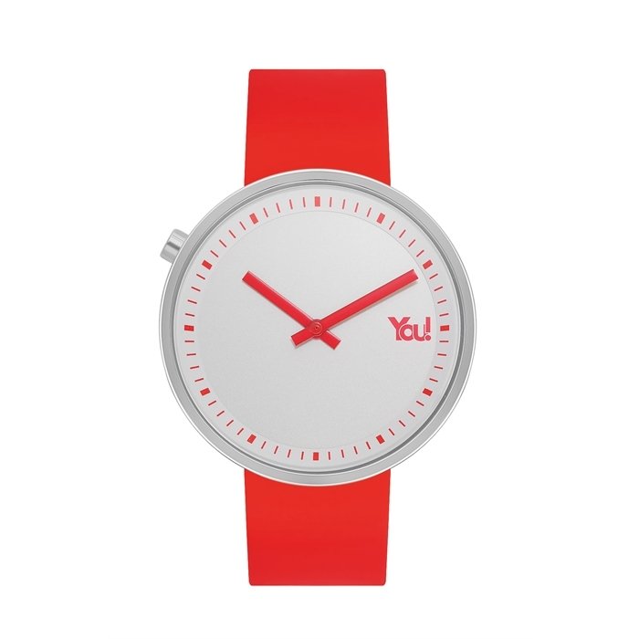 You Watch YW8008 Herrenuhr Silber Rotes Zifferblatt