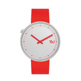 You Watch YW8008 Herrenuhr Silber Rotes Zifferblatt