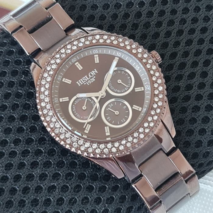 Hislon 3340L Multifunktion Damen-Schokolade Uhr