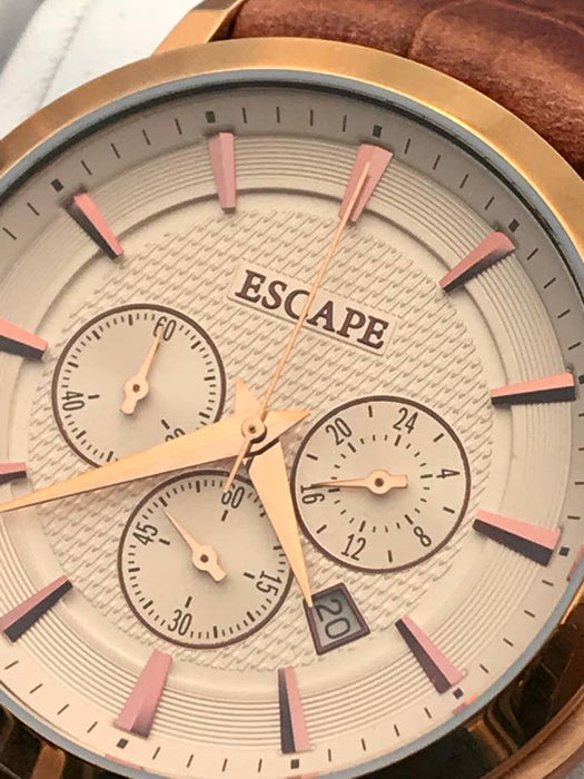 ESCAPE EC1086-201 42mm Leder Band Herrenuhr, Watch, ÖZEN SAAT 8851202600008