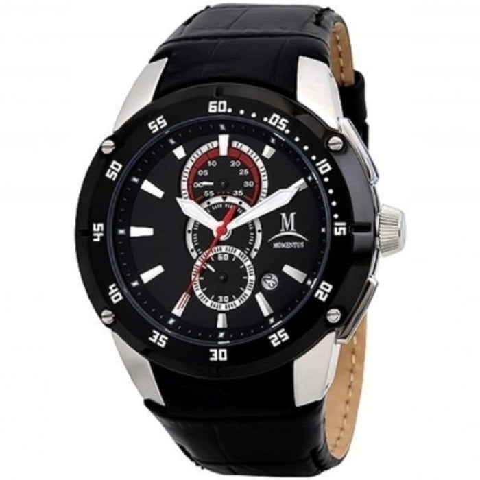 Momentus S191E Chronograph Herrenuhr Schwarz Lederarmband